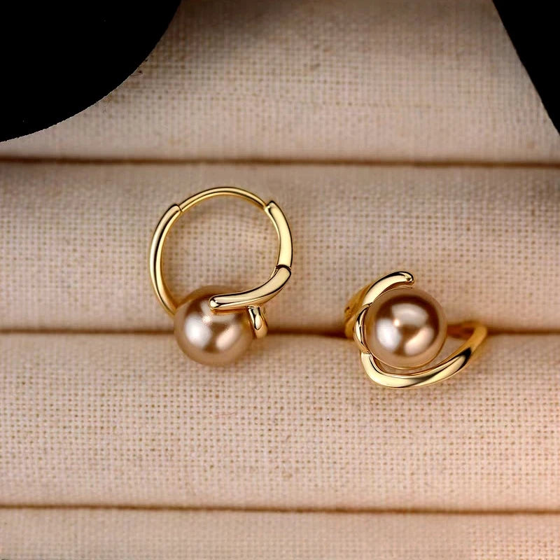 Close-up detail of the sparkling zircons and plating on the Luxury Pearl Earrings