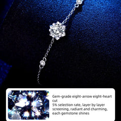 Close-up of the clasp and charm details on the Snowflake Moissanite Bracelet