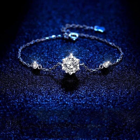Sterling Silver Luxury Snowflake Moissanite Bracelets - chic Snowflake Moissanite Bracelet