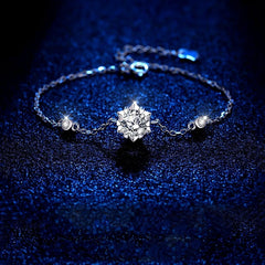 Sterling Silver Luxury Snowflake Moissanite Bracelets - chic Snowflake Moissanite Bracelet