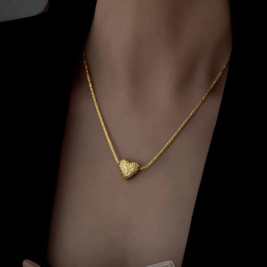 Sterling Silver Luxury Starry Sky Heart Necklace worn to showcase its length and pendant detail