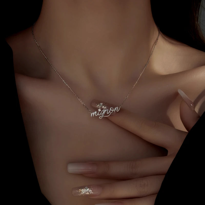 Sterling Silver Luxury Zircon Diamond Mignon Necklace - beautiful Dainty Zircon Necklace