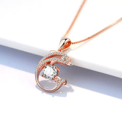 Detailed view of the Sterling Silver Luxury Zircon Dolphin Clavicle Necklace chain and pendant