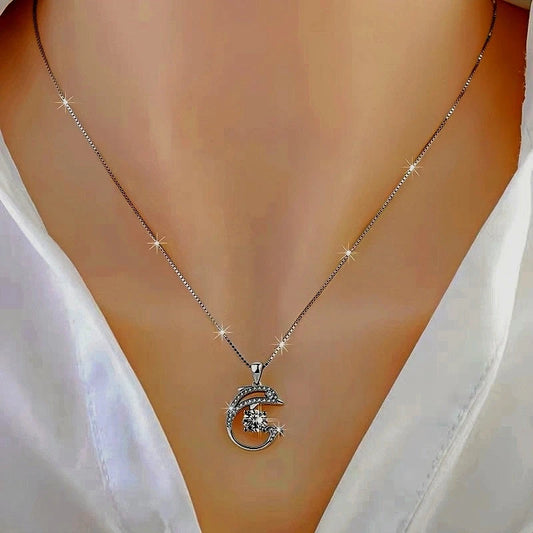 Sterling Silver Luxury Zircon Dolphin Clavicle Necklace - beautiful Zircon Dolphin Necklace