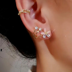 Close-up detail of the sparkling zircons and plating on the Zircon Flower Studs