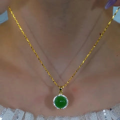 Sterling Silver Luxury Zircon Round Chalcedony Necklace - beautiful Chalcedony Pendant Necklace