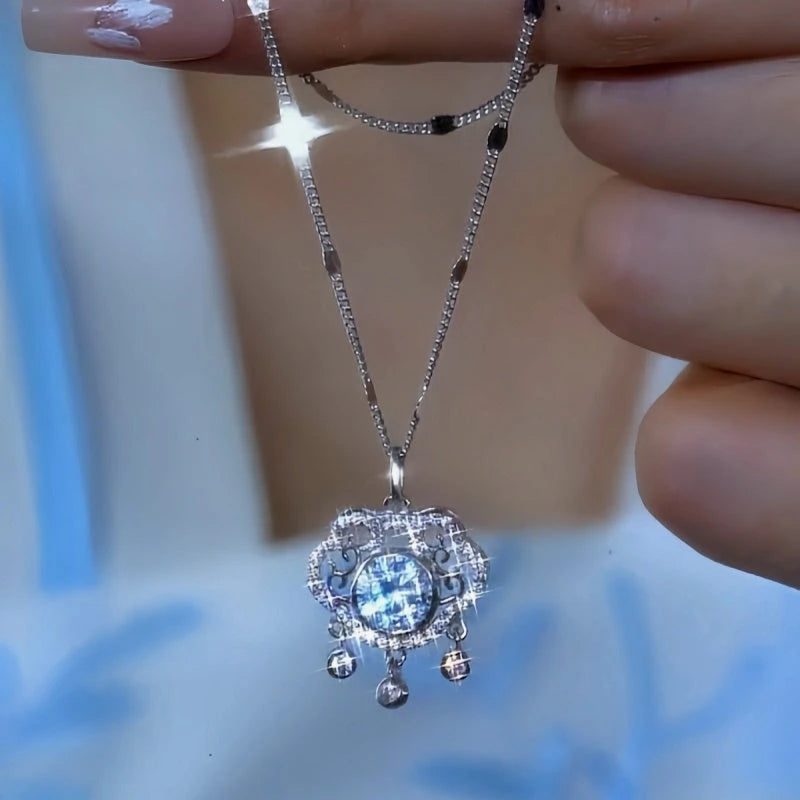 Close-up of the pendant and clasp on the Ruyi Lock Necklace