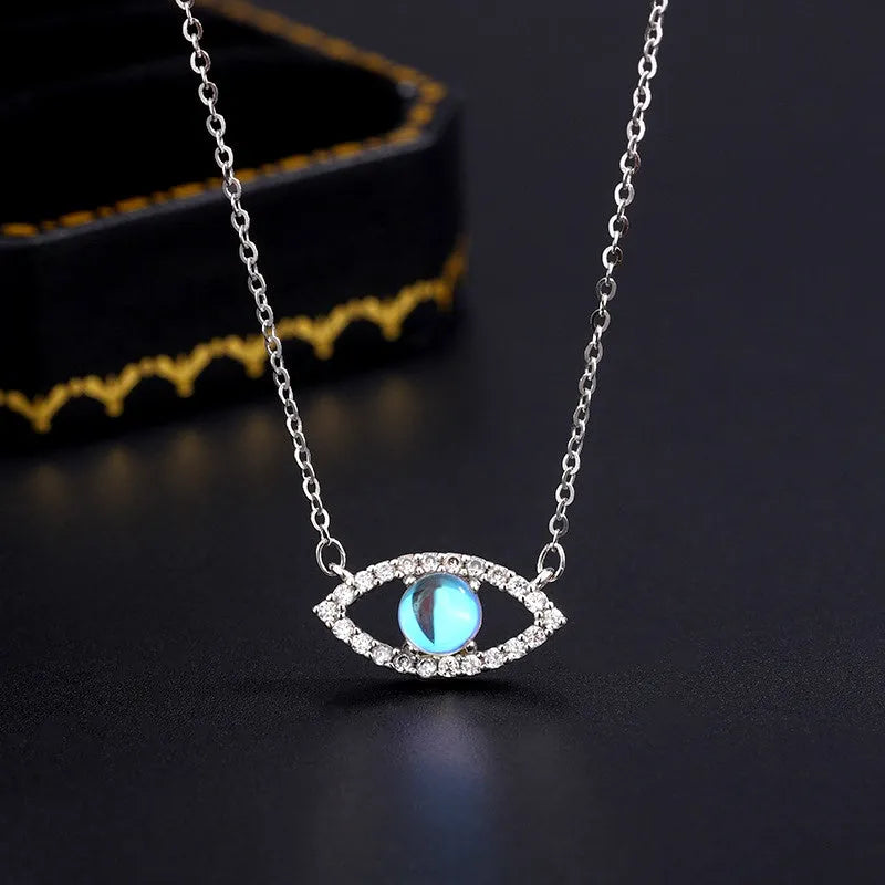 Sterling Silver Moonstone Devil's Eye Necklace - beautiful Moonstone Eye Necklace