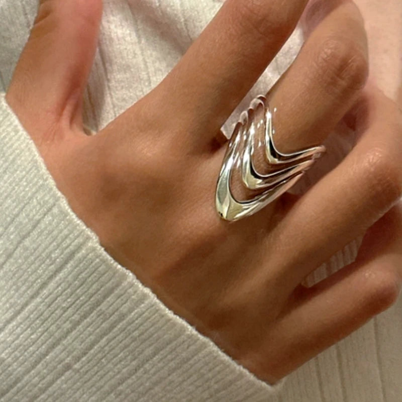 Close-up view of the gemstone and setting of the Multi-Layer Ring