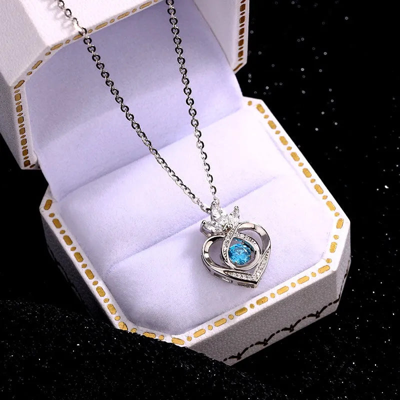 Close-up of the pendant and clasp on the Ocean Heart Necklace