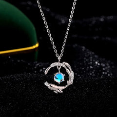 Sterling Silver Ocean Whale Diamond Necklace worn to showcase its length and pendant detail