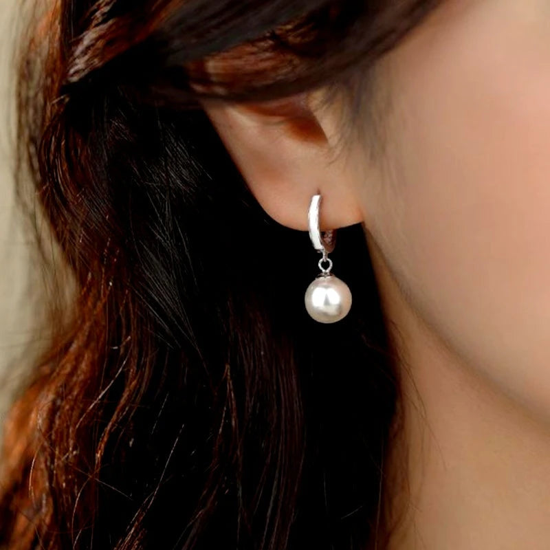 Sterling Silver Pearl Earrings - elegant Classic Pearl Dangle Earrings