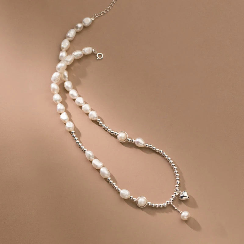 Sterling Silver Pearl Heart Necklace - beautiful Pearl Heart Necklace