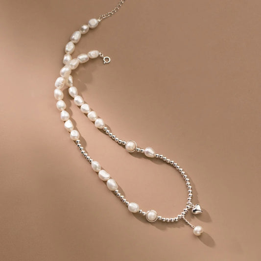 Sterling Silver Pearl Heart Necklace - beautiful Pearl Heart Necklace