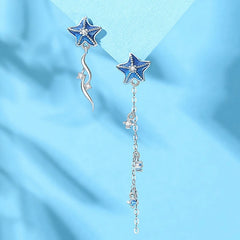 Angled view of the Sterling Silver Sea Star Necklace And Earrings