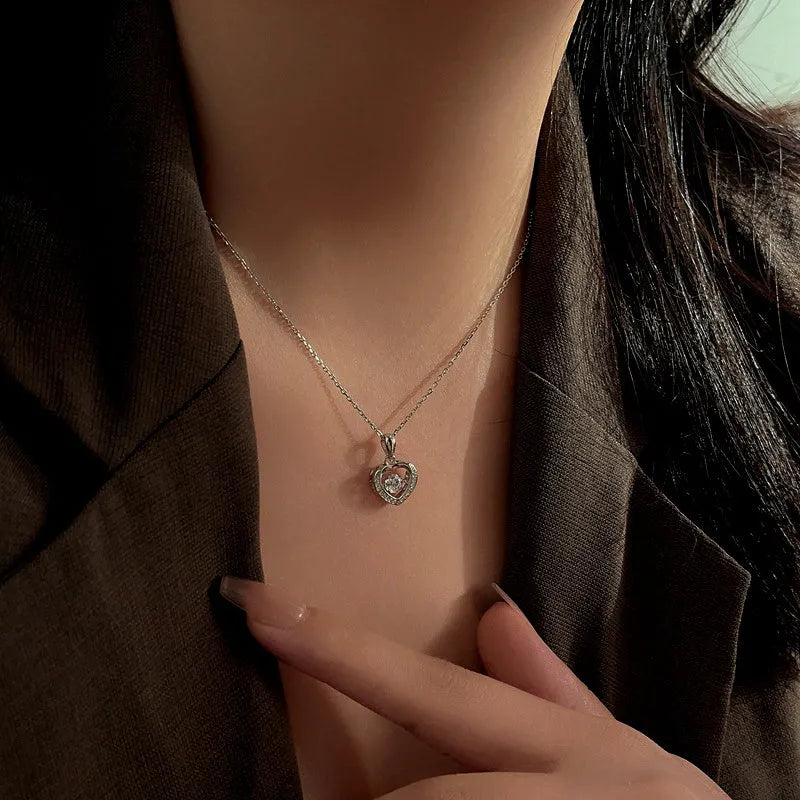 Sterling Silver Simple Beating Heart Necklace - beautiful Beating Heart Necklace