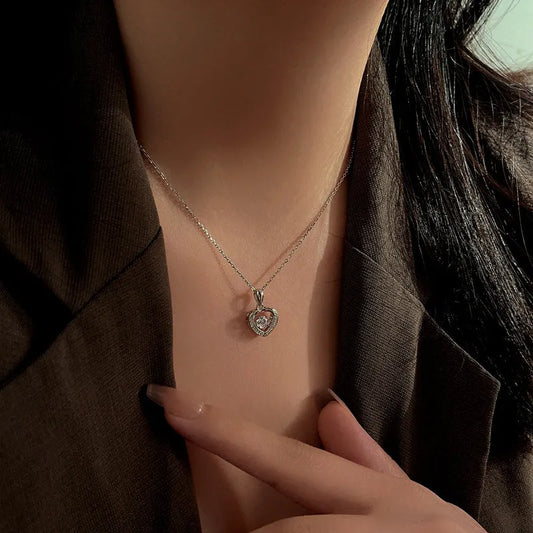 Sterling Silver Simple Beating Heart Necklace - beautiful Beating Heart Necklace