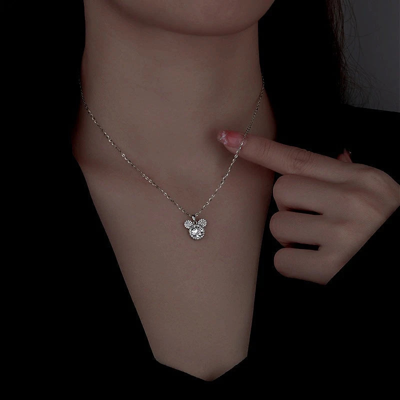 Sterling Silver Simple Mickey Mouse Necklace - beautiful Mickey Mouse Necklace