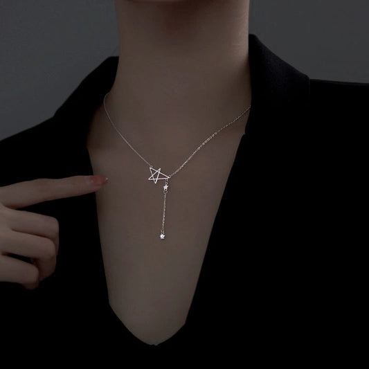 Sterling Silver Simple Star Tassel Necklace - beautiful Star Tassel Necklace