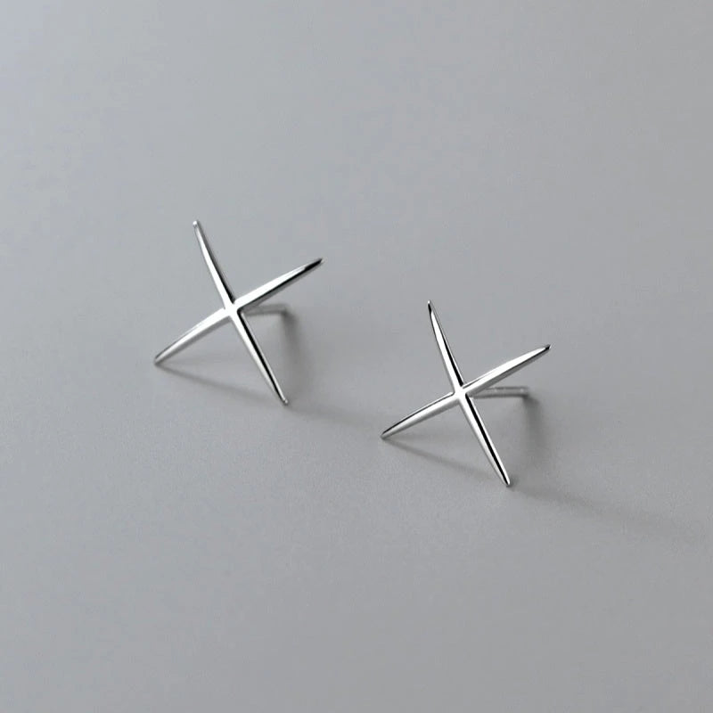 Close-up detail of the sparkling zircons and plating on the X Shaped Studs