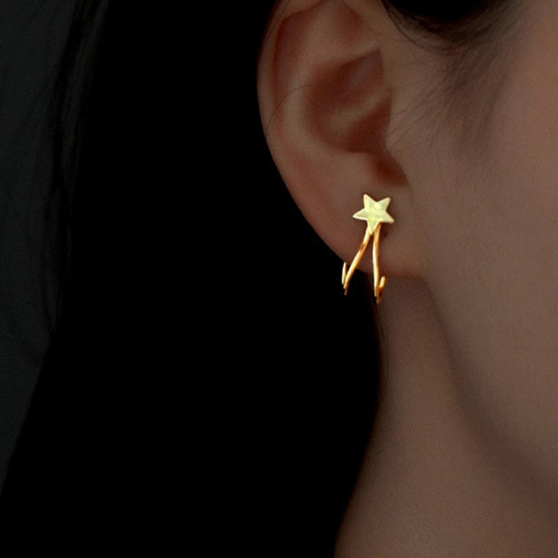 Close-up detail of the sparkling zircons and plating on the Star Ear Cuffs