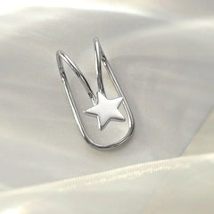 Angled view of the Sterling Silver Star Ear Clips ( 1 Pair )