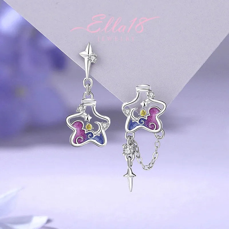 Model showcasing the dangle and style of the Sterling Silver Star Wishing Earrings