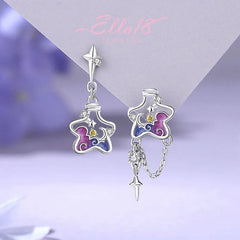 Model showcasing the dangle and style of the Sterling Silver Star Wishing Earrings