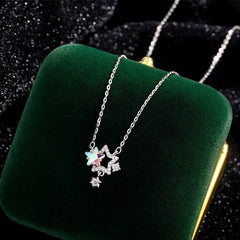 Detailed view of the Sterling Silver Stone Star Necklace chain and pendant