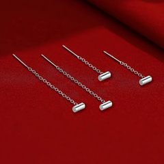 Angled view of the Sterling Silver Threader Earrings
