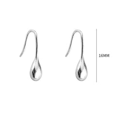 Angled view of the Sterling Silver Water Drop Ear Hook Earrings