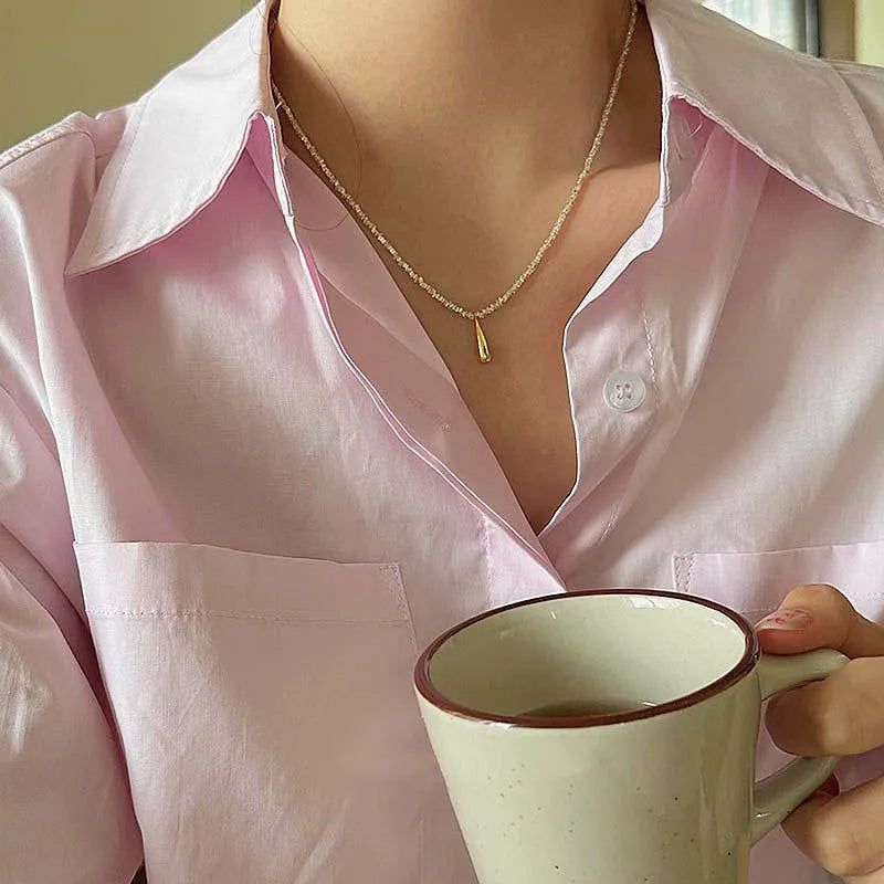 Close-up of the pendant and clasp on the Water Drop Necklace (*Correction: Handle implies earrings, but original Tags imply Necklace. Title is ambiguous. Let's optimize as a Necklace based on tags and price point.*)