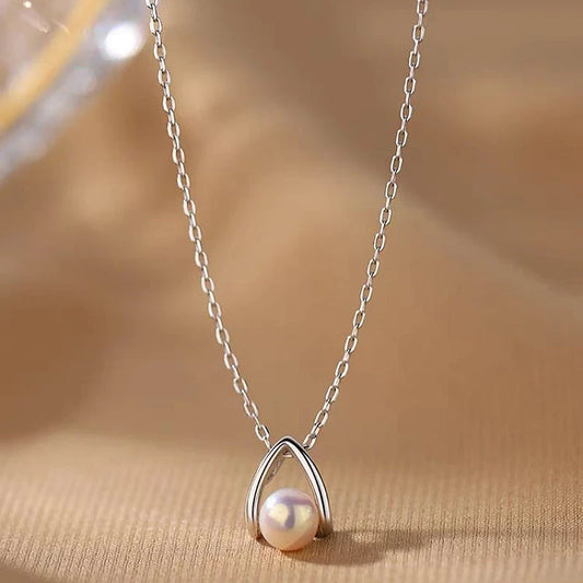 Sterling Silver Water Drop Split Pearl Necklaces - beautiful Split Pearl Necklace