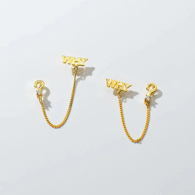 Close-up detail of the sparkling zircons and plating on the Letter Tassel Earrings