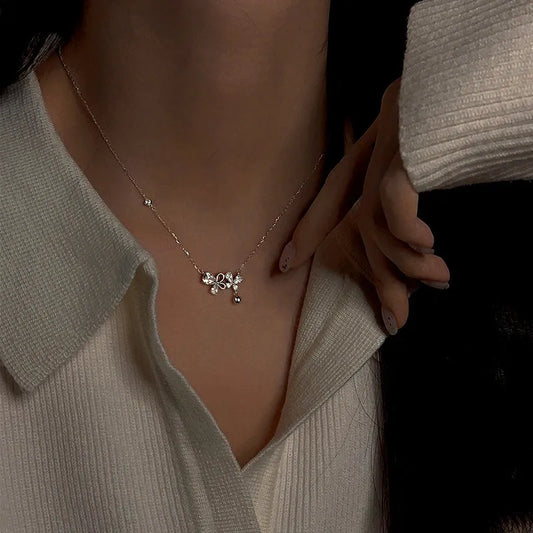 Sterling Silver Zircon Bairy Butterfly Necklace - beautiful Fairy Butterfly Necklace