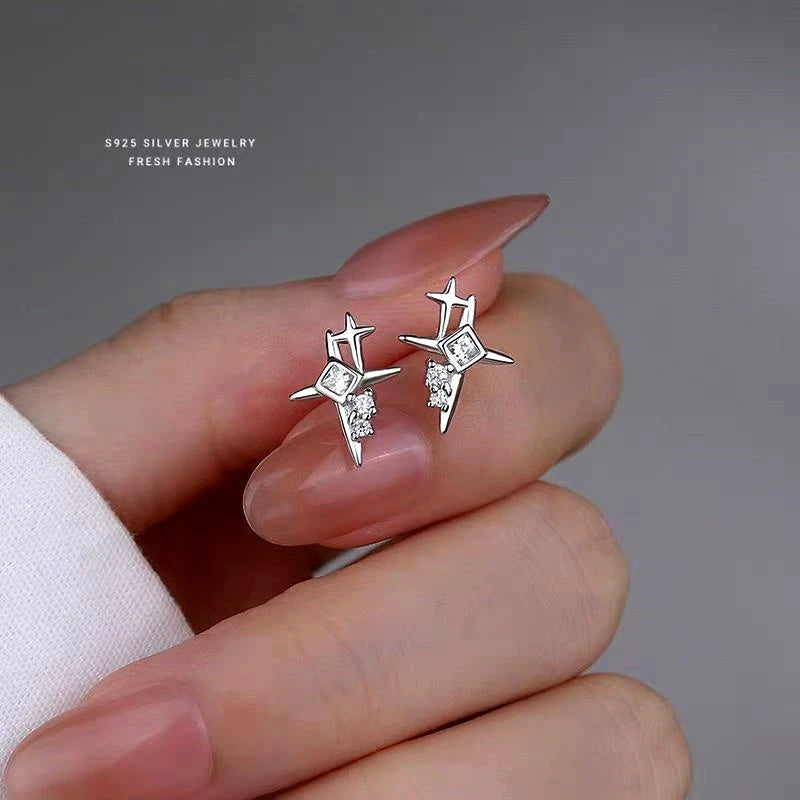 Close-up detail of the sparkling zircons and plating on the Bling Star Studs