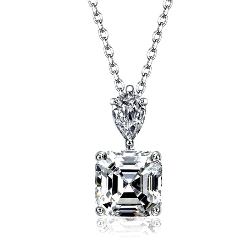 Angled view of the Sterling Silver Zircon Carbon Diamond Earrings And Necklace Set