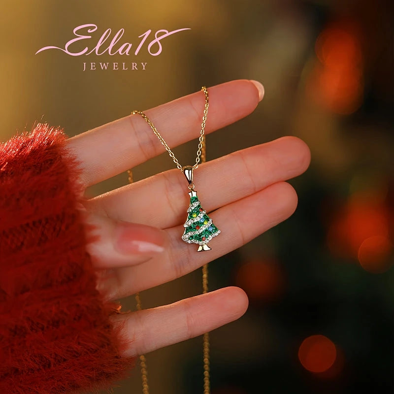 Sterling Silver Zircon Christmas Tree Necklace - beautiful Christmas Tree Necklace