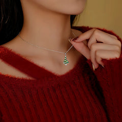 Close-up of the pendant and clasp on the Christmas Tree Necklace