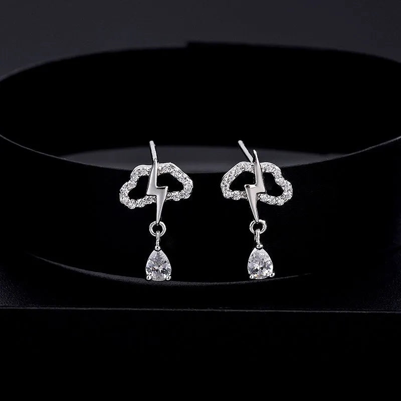 Sterling Silver Zircon Cloud Lightning Earrings - elegant Cloud Lightning Earrings