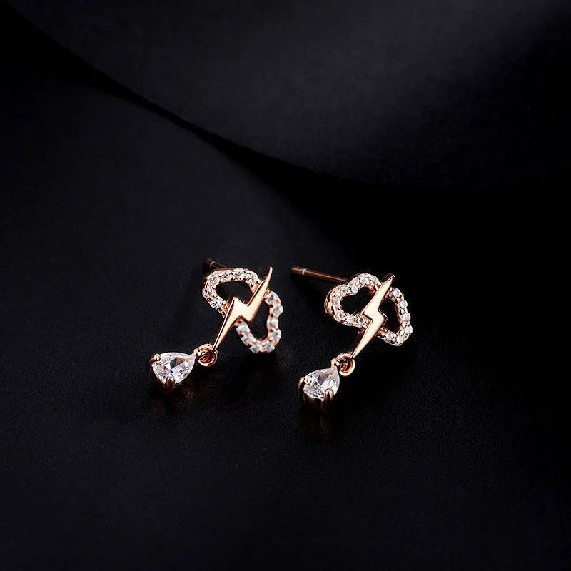 Close-up detail of the sparkling zircons and plating on the Cloud Lightning Earrings
