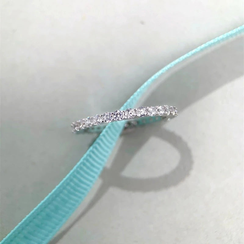 Side profile of the Sterling Silver Zircon Diamond Gemstone Rings ring band