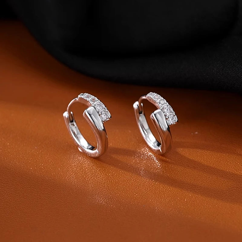 Close-up detail of the sparkling zircons and plating on the Zircon Hoop Earrings