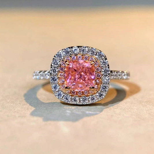 Sterling Silver Zircon Full Diamond Rings worn on the hand to show its beautiful fit and design