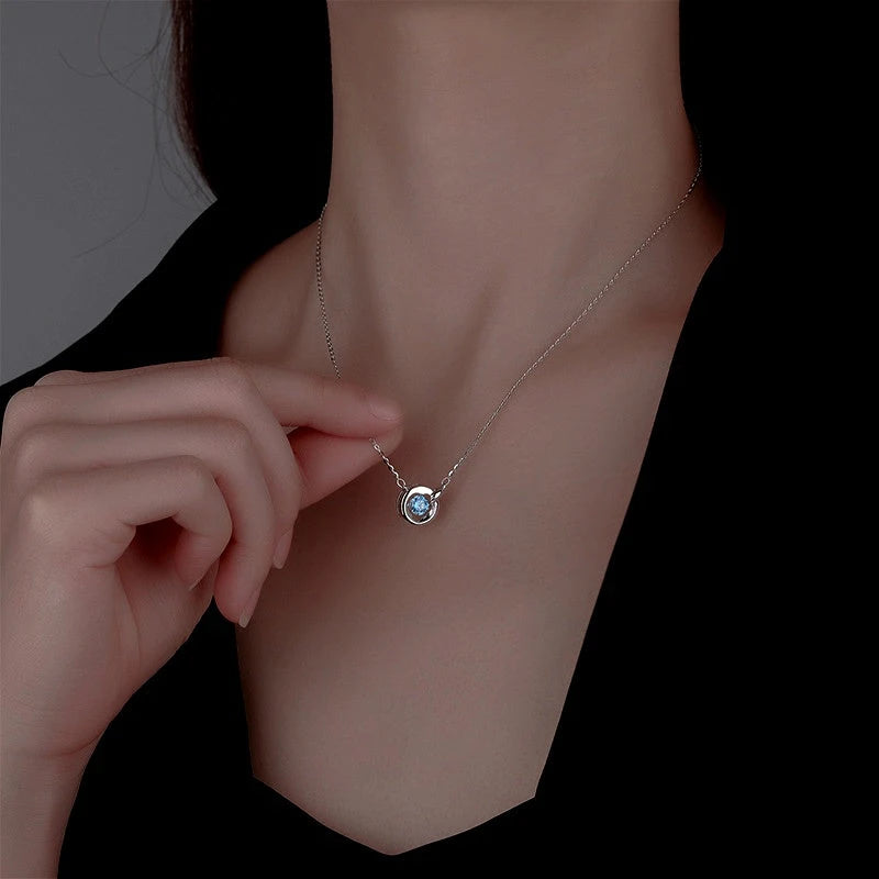 Sterling Silver Zircon Moving Necklace - beautiful Moving Stone Necklace