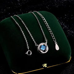 Detailed view of the Sterling Silver Zircon Moving Necklace chain and pendant