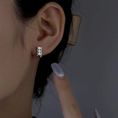 Sterling Silver Zircon Pearl Stud Earrings - elegant Zircon Pearl Studs