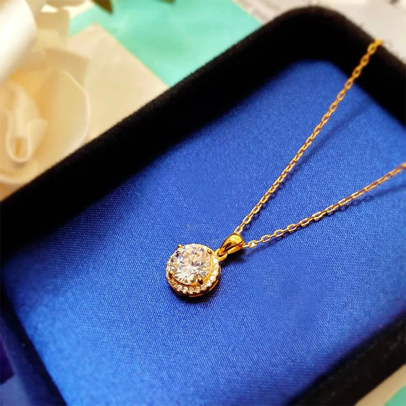 Close-up of the pendant and clasp on the Zircon Solitaire Necklace