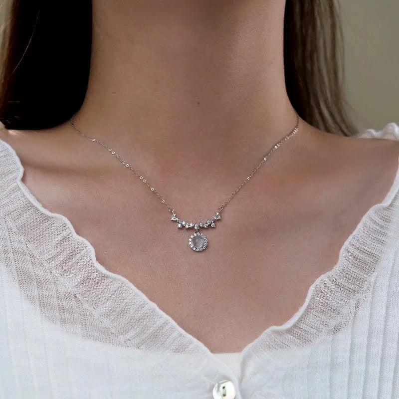 Sterling Silver Zircon Smile Face Necklace - beautiful Smile Face Necklace