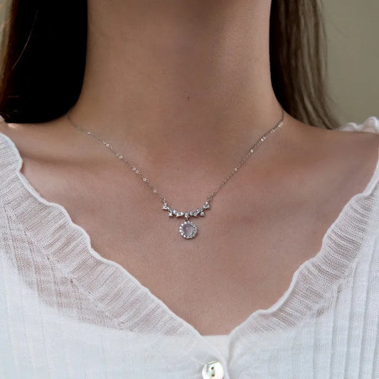 Sterling Silver Zircon Smile Face Necklace - beautiful Smile Face Necklace